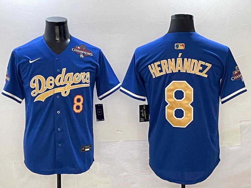 Men Los Angeles Dodgers #8 Hernandez Blue Gold 2025 Nike MLB Jersey style 4141->los angeles dodgers->MLB Jersey